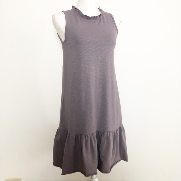 ANTHROPOLOGIE LILLA | P Gray Sleeveless Tank Ruffle Peplum Mini Dress Size XS - Picture 3 of 12